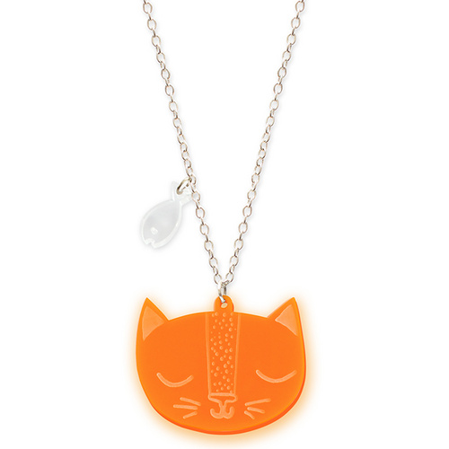 'Catnap' Neon Orange Cat Pendant Necklace | Little Moose | Quirky ...