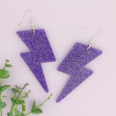 Lilac Glitter Lightning Earrings
